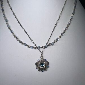 1928 Collection‎ Faceted Bead and CZ Pendant Double Layer Necklace
